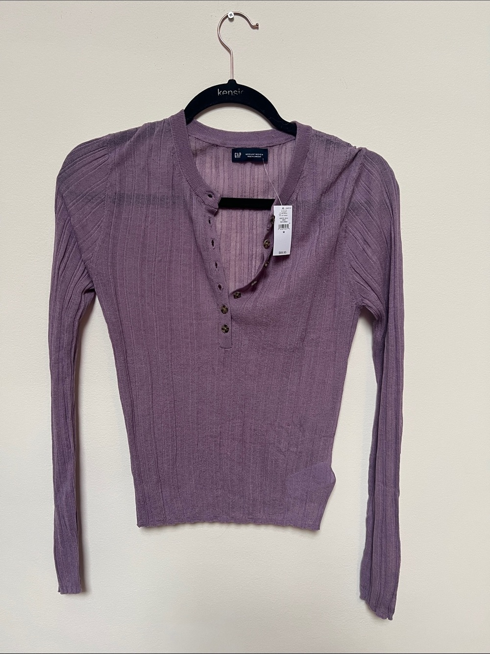 GAP Dusty Purple Ribbed Henley Top